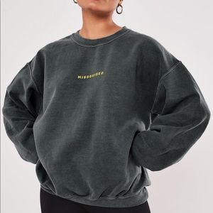 Missguided Charcoal Slogan Washed Sweatshirt